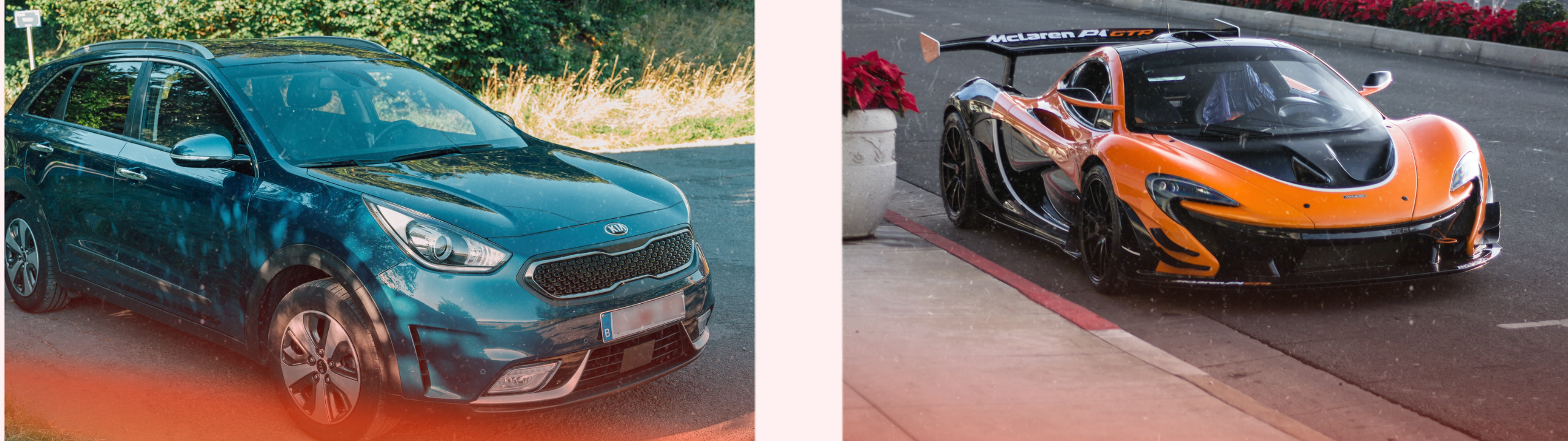 A sedan and a sports car side by side