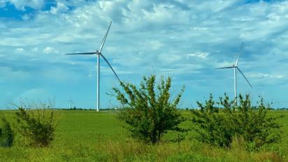 Windmills in rural Indiana.