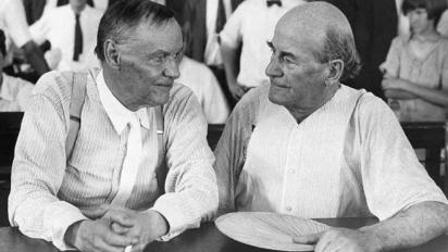 Photo of Clarence Darrow and William Jennings Bryan during the Scopes Trial in 1925.